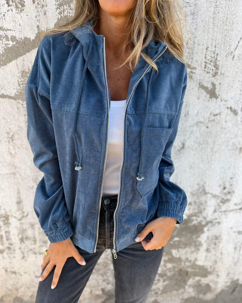 Danna | Cord Jacket with Hood and Zip