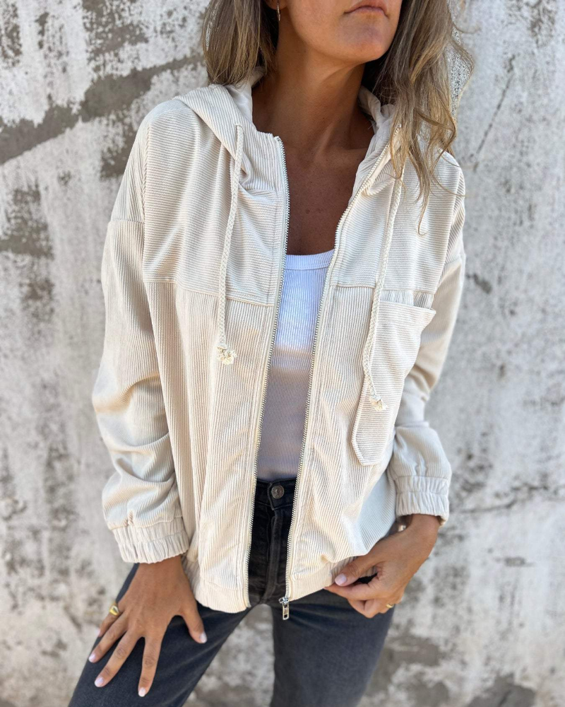 Danna | Cord Jacket with Hood and Zip