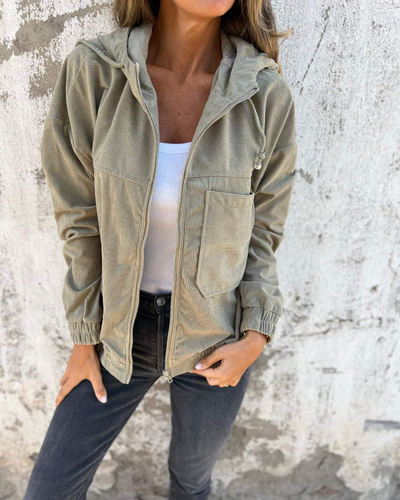 Danna | Cord Jacket with Hood and Zip