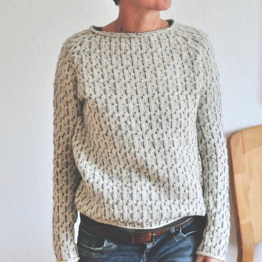 Victoria | Elegant Grey Jumper with Boat Neck