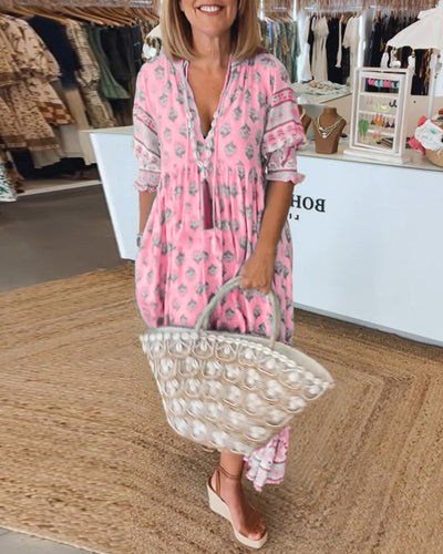 VERONA | BOHO V-NECK  DRESS
