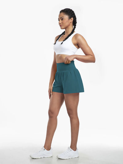 Clara™ | 2-in-1 yoga shorts with high waist, back pocket and side pocket