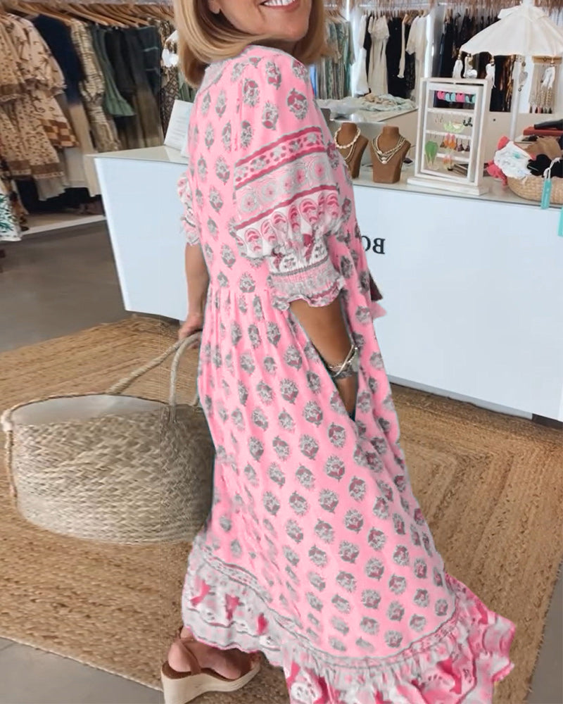 VERONA | BOHO V-NECK  DRESS