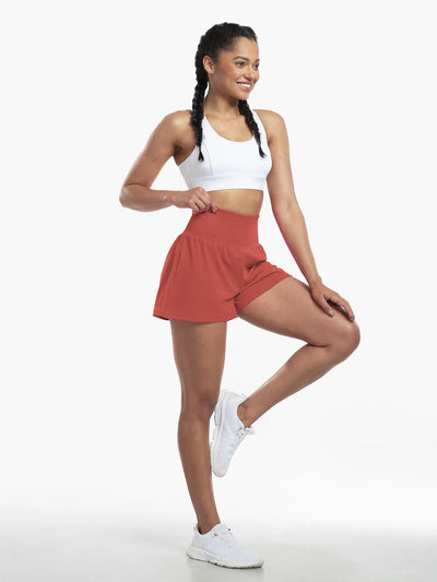 Clara™ | 2-in-1 yoga shorts with high waist, back pocket and side pocket