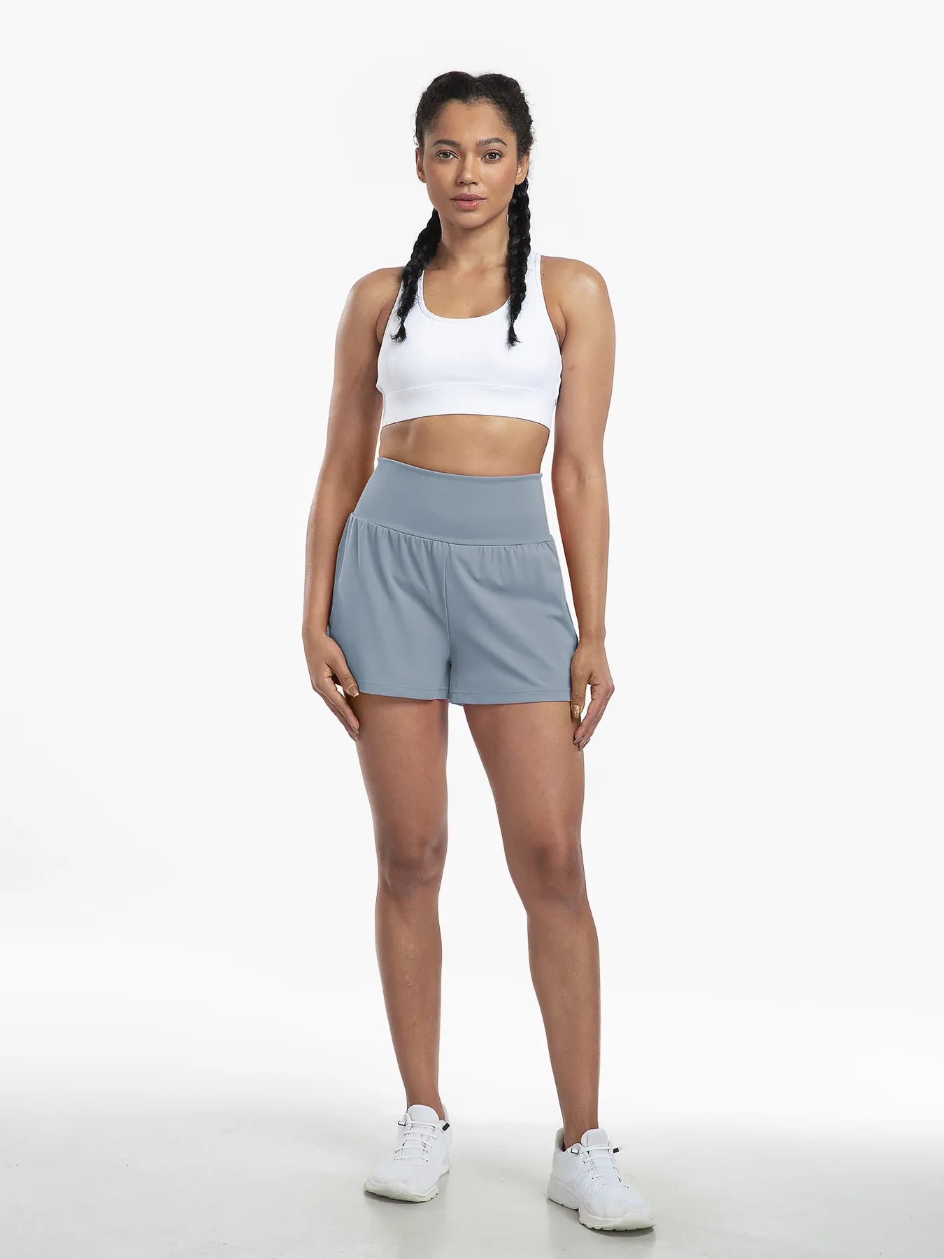 Clara™ | 2-in-1 yoga shorts with high waist, back pocket and side pocket