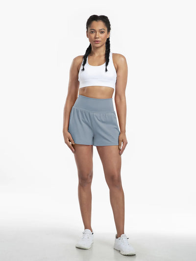 Clara™ | 2-in-1 yoga shorts with high waist, back pocket and side pocket