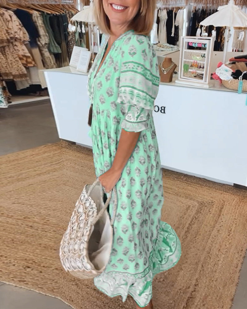 VERONA | BOHO V-NECK  DRESS