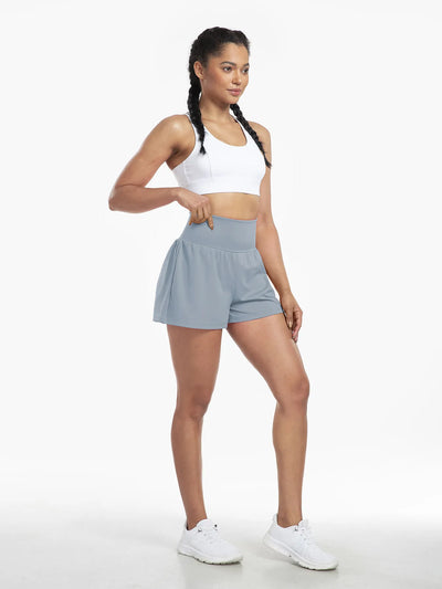 Clara™ | 2-in-1 yoga shorts with high waist, back pocket and side pocket