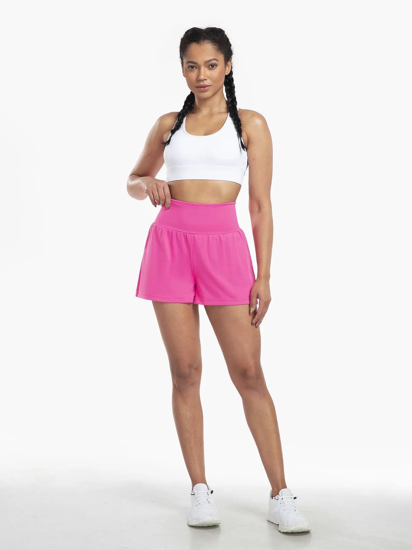 Clara™ | 2-in-1 yoga shorts with high waist, back pocket and side pocket