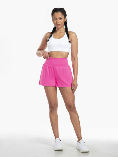 Clara™ | 2-in-1 yoga shorts with high waist, back pocket and side pocket