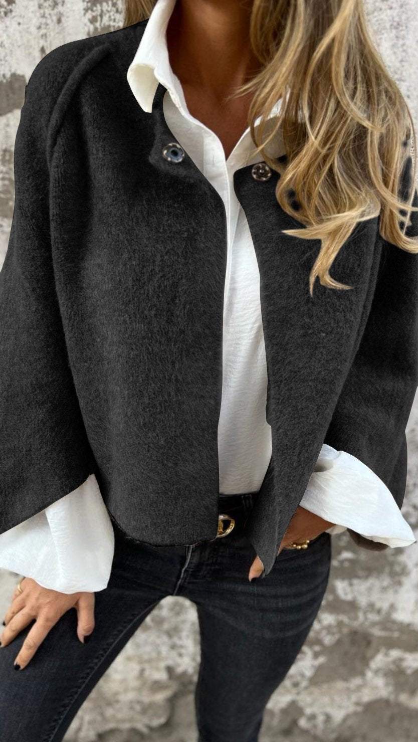 BEA | Women's Wool Coat with Round Neck and Long Sleeves