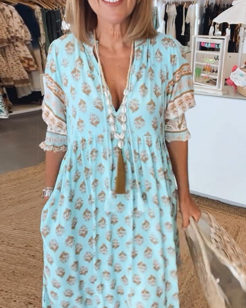 VERONA | BOHO V-NECK  DRESS