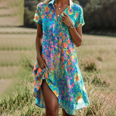 Sabrina - Multicolor Flower Dress