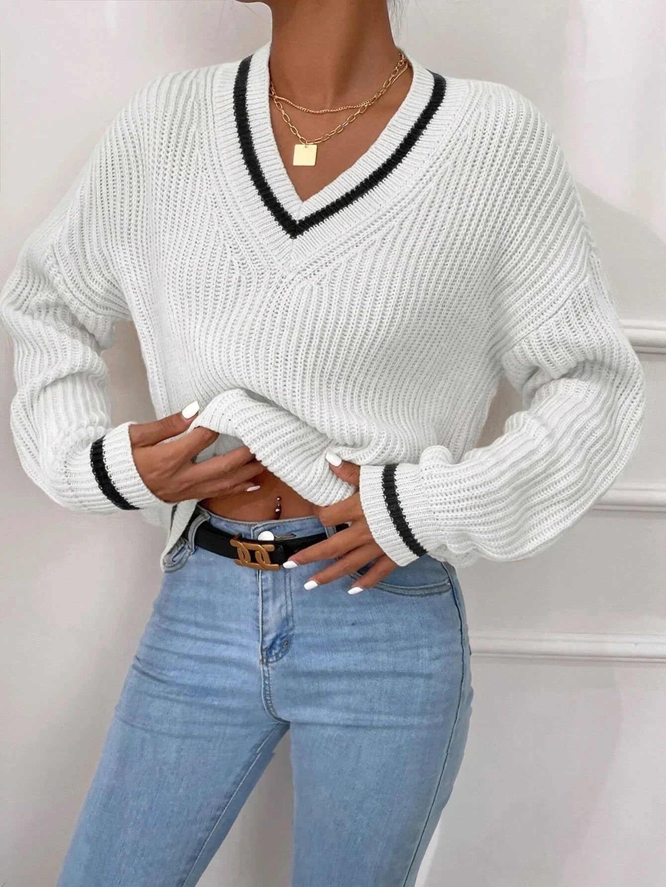 Marina | Striped Waffle Knit Jumper