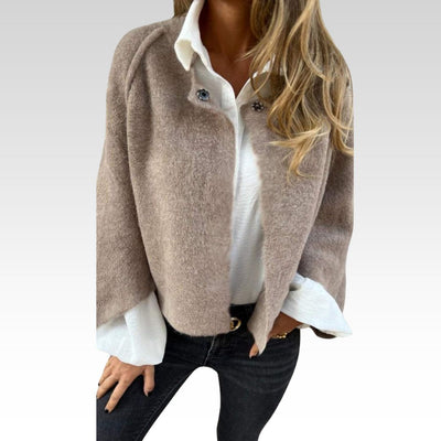 BEA | Women's Wool Coat with Round Neck and Long Sleeves