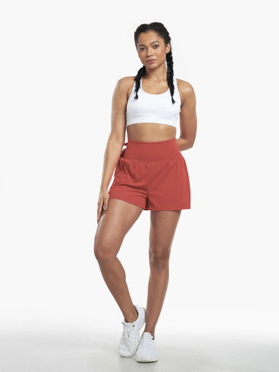 Clara™ | 2-in-1 yoga shorts with high waist, back pocket and side pocket