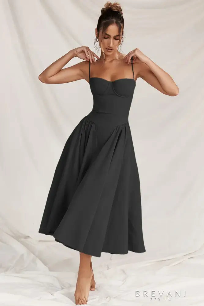 Abby - Sleeveless Corset Midi Dress