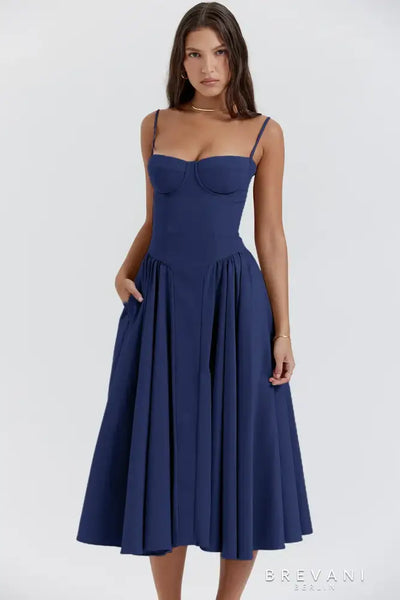 Abby - Sleeveless Corset Midi Dress