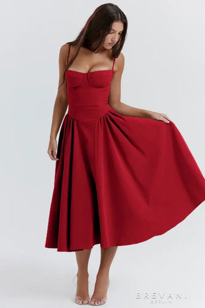 Abby - Sleeveless Corset Midi Dress