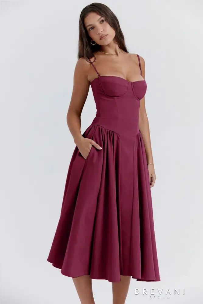 Abby - Sleeveless Corset Midi Dress