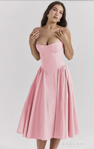 Abby - Sleeveless Corset Midi Dress