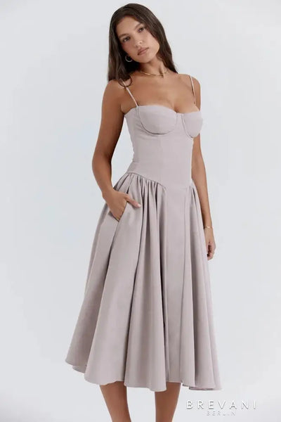 Abby - Sleeveless Corset Midi Dress