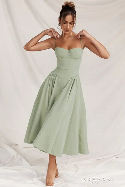 Abby - Sleeveless Corset Midi Dress