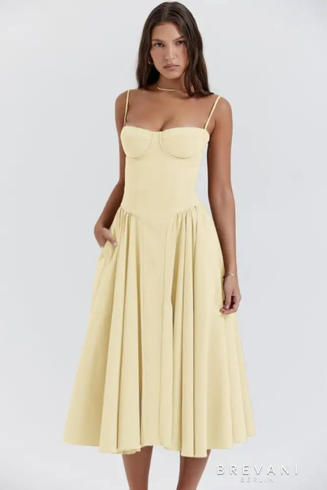 Abby - Sleeveless Corset Midi Dress