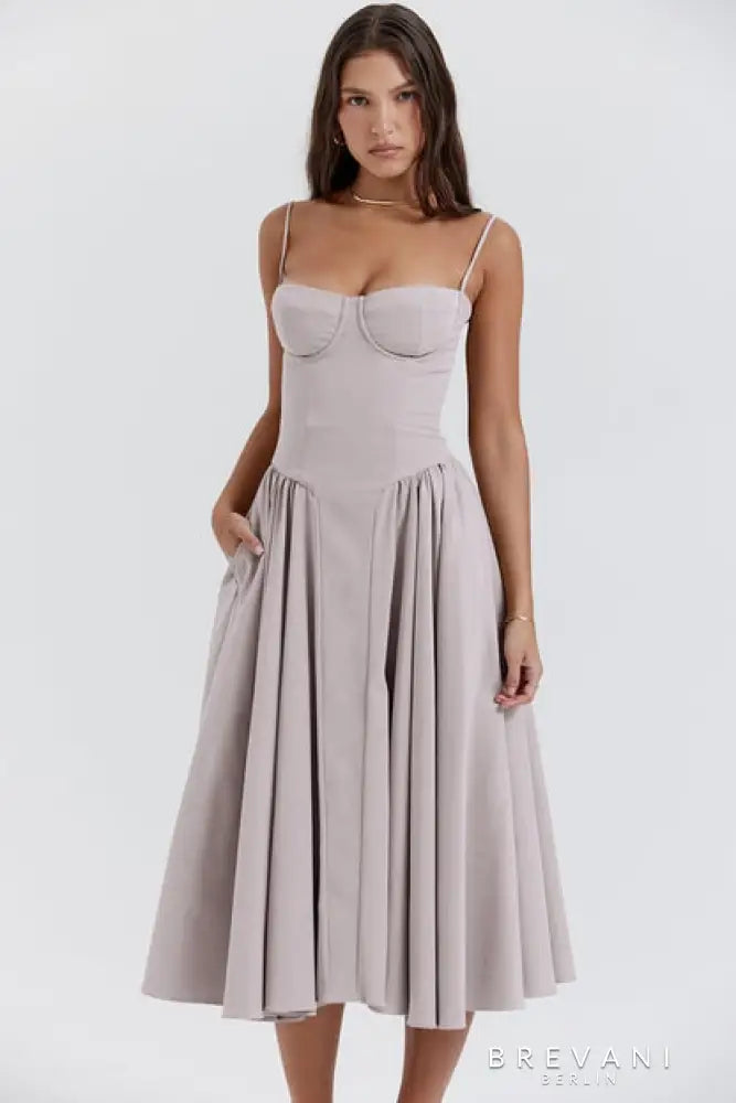 Abby - Sleeveless Corset Midi Dress