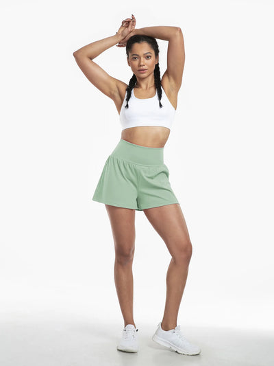 Clara™ | 2-in-1 yoga shorts with high waist, back pocket and side pocket